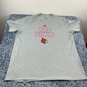 Adidas Louisville Cardinals The Ville Shirt Mens 2XL XXL Gray Crew Neck NCAA